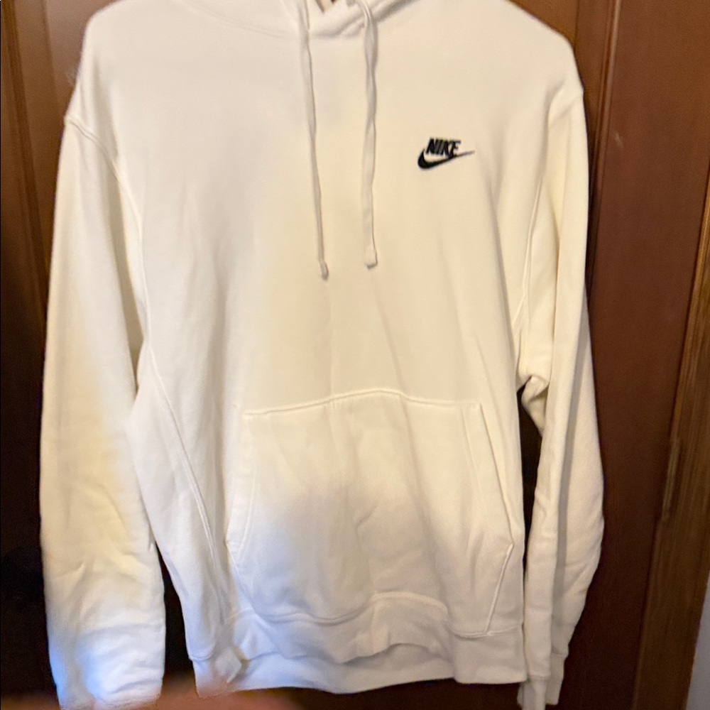 Nike Men’s White Hoodie with Black Swoosh Logo